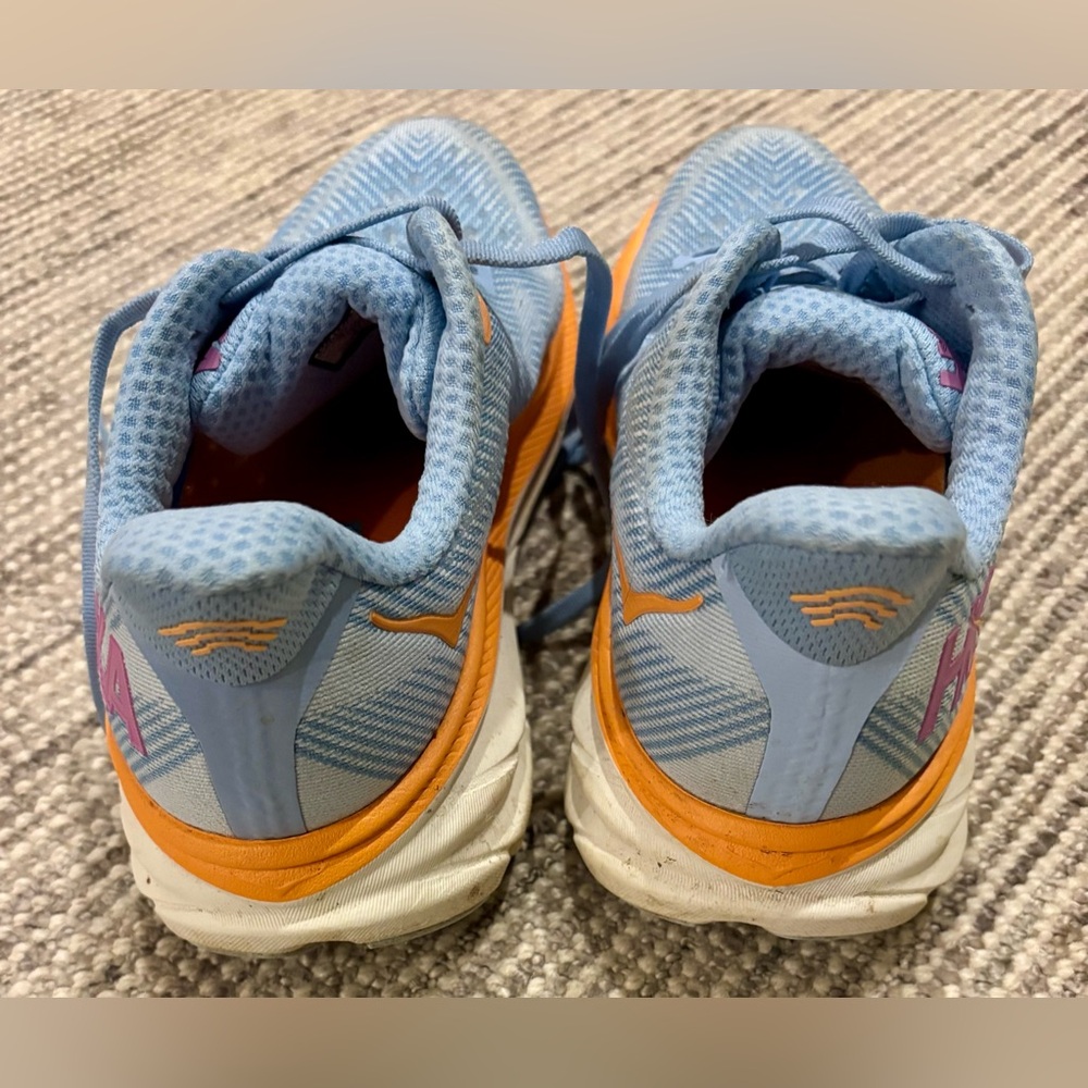 Hoka Women's Light Blue and Orange Athletic Shoes - Picture 4 of 4